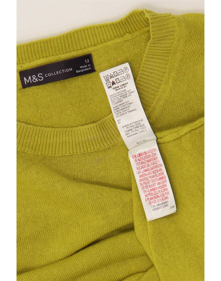 Suéter feminino Marks & Spencer com gola redonda Reino Unido 12 acrílico verde médio