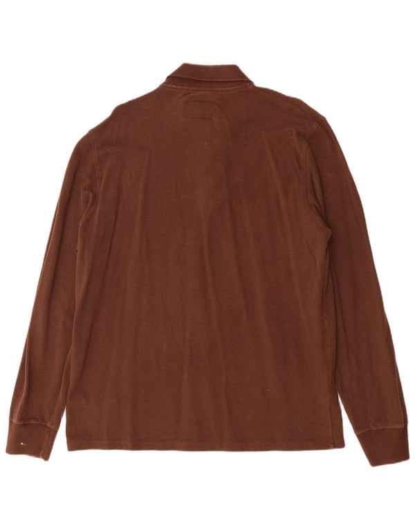 Camisa polo masculina de manga comprida Woolrich 2XL algodão marrom