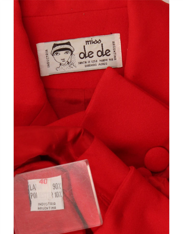 Jaqueta blazer feminina vintage com 4 botões IT 40 pequena lã vermelha