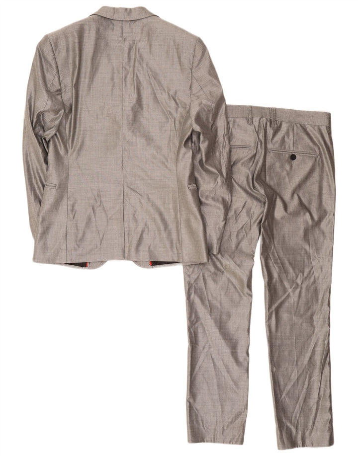 Bikkembergs masculino 1 botão 2 peças terno IT 46 pequeno W34 L36 lã cinza