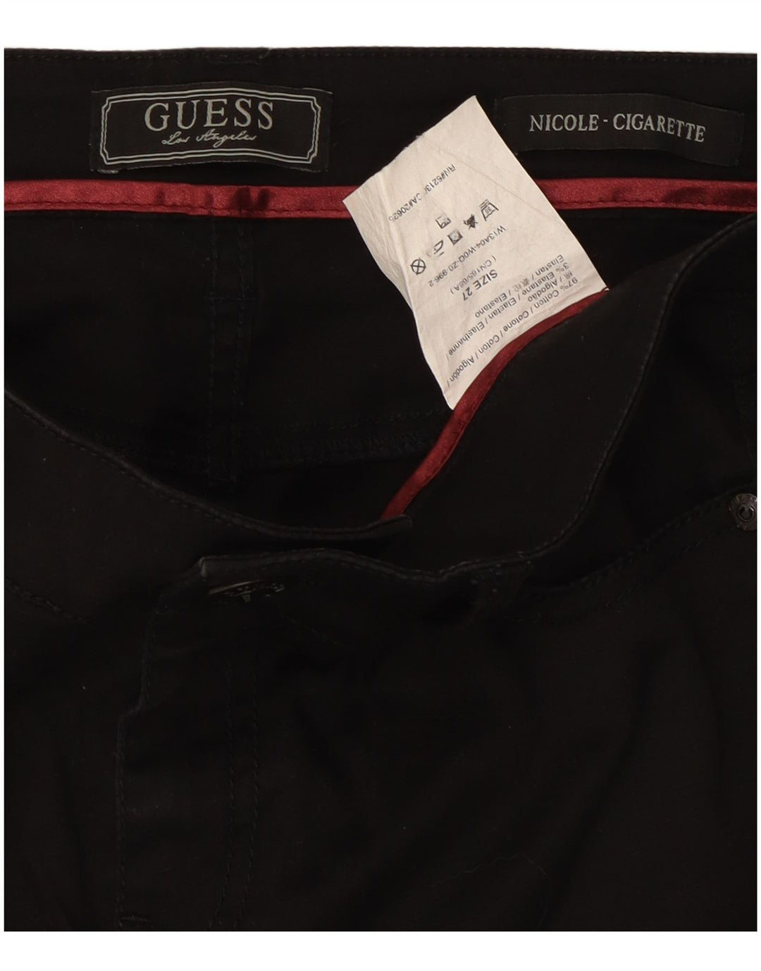 Guess Feminino Cigarette Slim Jeans W27 L30 Algodão Preto