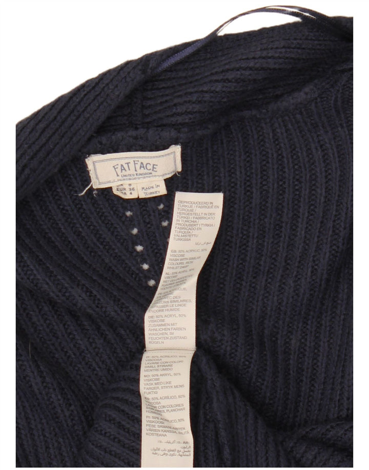 Suéter feminino aberto FAT FACE UK 8 pequeno azul marinho acrílico