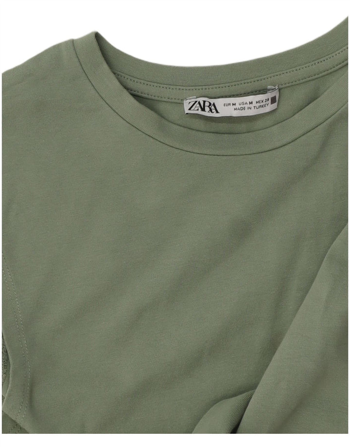 Zara Womens Crop Vest Top UK 12 Médio Verde