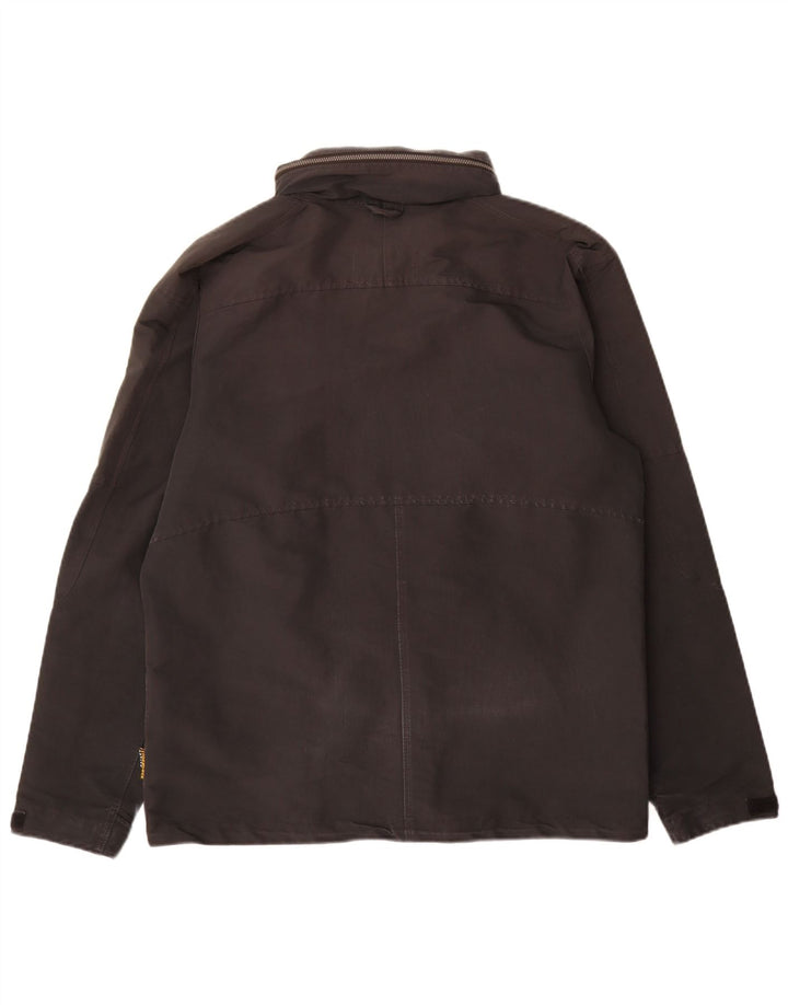 Jaqueta de chuva masculina Jack Wolfskin com capuz Reino Unido 36/38 poliéster preto médio