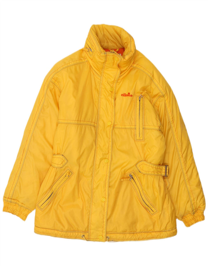 Jaqueta de esqui feminina Ellesse com capuz grande UK 14 grande bloco colorido amarelo