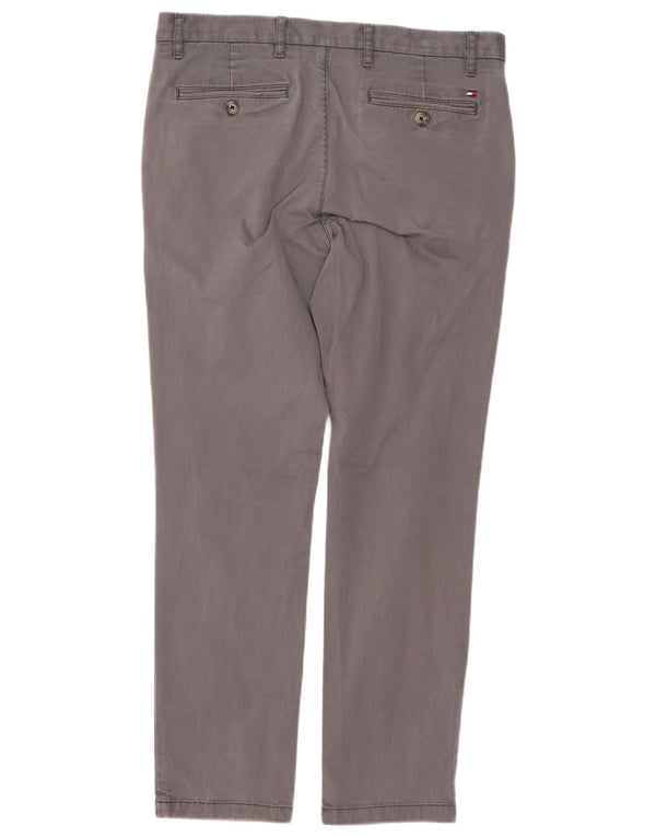 Tommy Hilfiger Mens Slim Fit Chino Calças W34 L30 Algodão Cinza