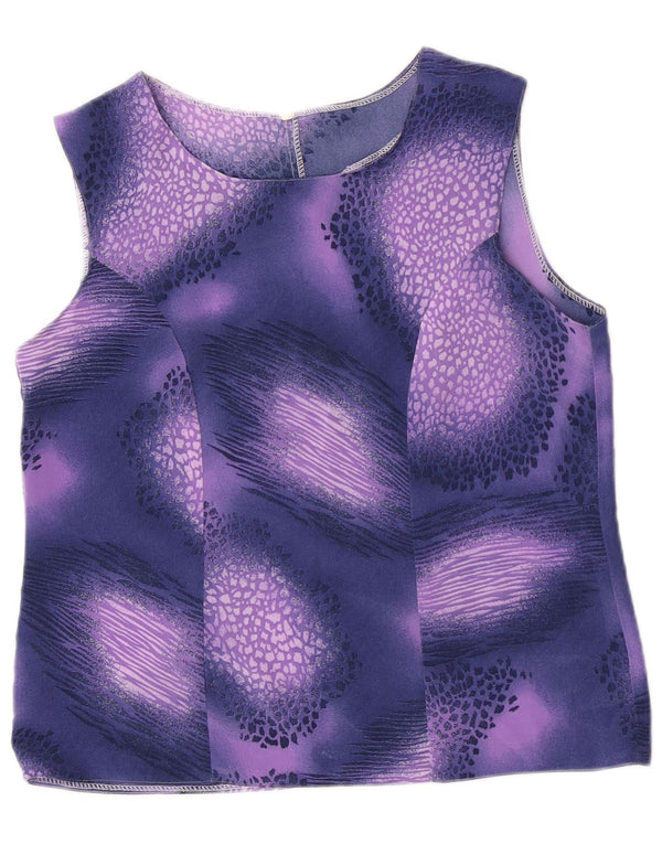 Blusa feminina vintage sem mangas Top IT 44 médio roxo manchado