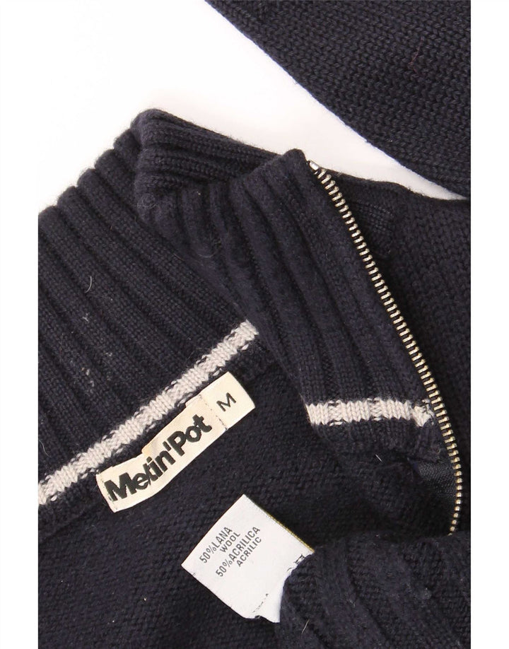 Suéter cardigã feminino Meltin' Pot Reino Unido 14 lã azul marinho médio