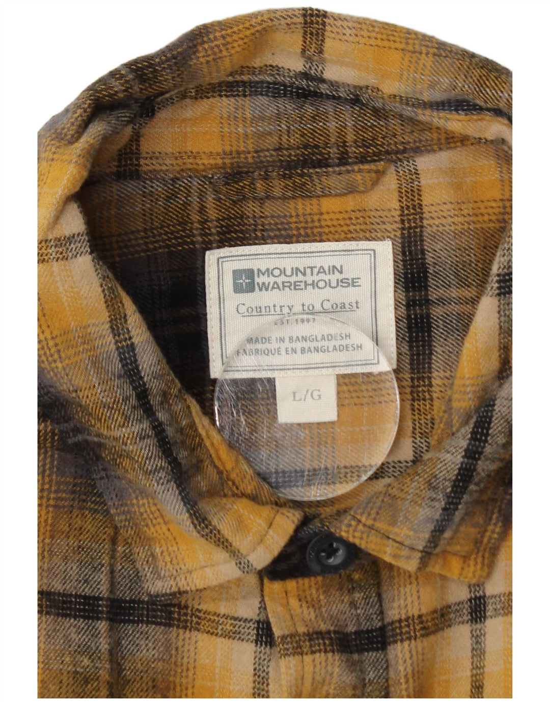 Camisa de flanela masculina Mountain Warehouse grande algodão xadrez amarelo