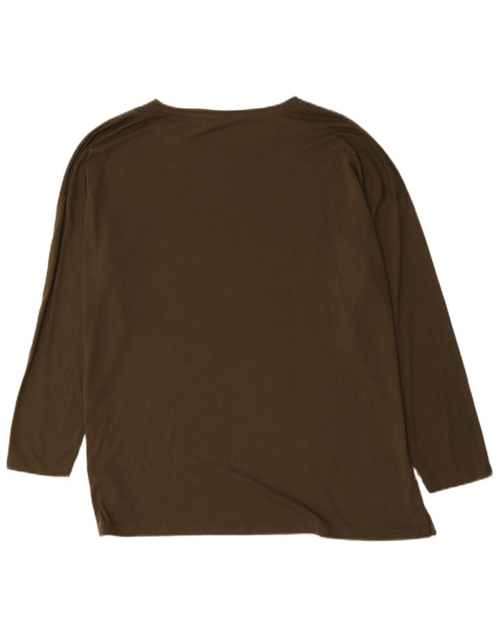 Marks & Spencer Top gráfico feminino oversized manga comprida Reino Unido 18 XL Caqui