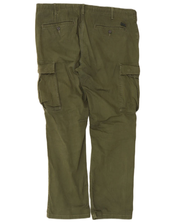 Calça cargo masculina reta Timberland W38 L31 algodão cáqui