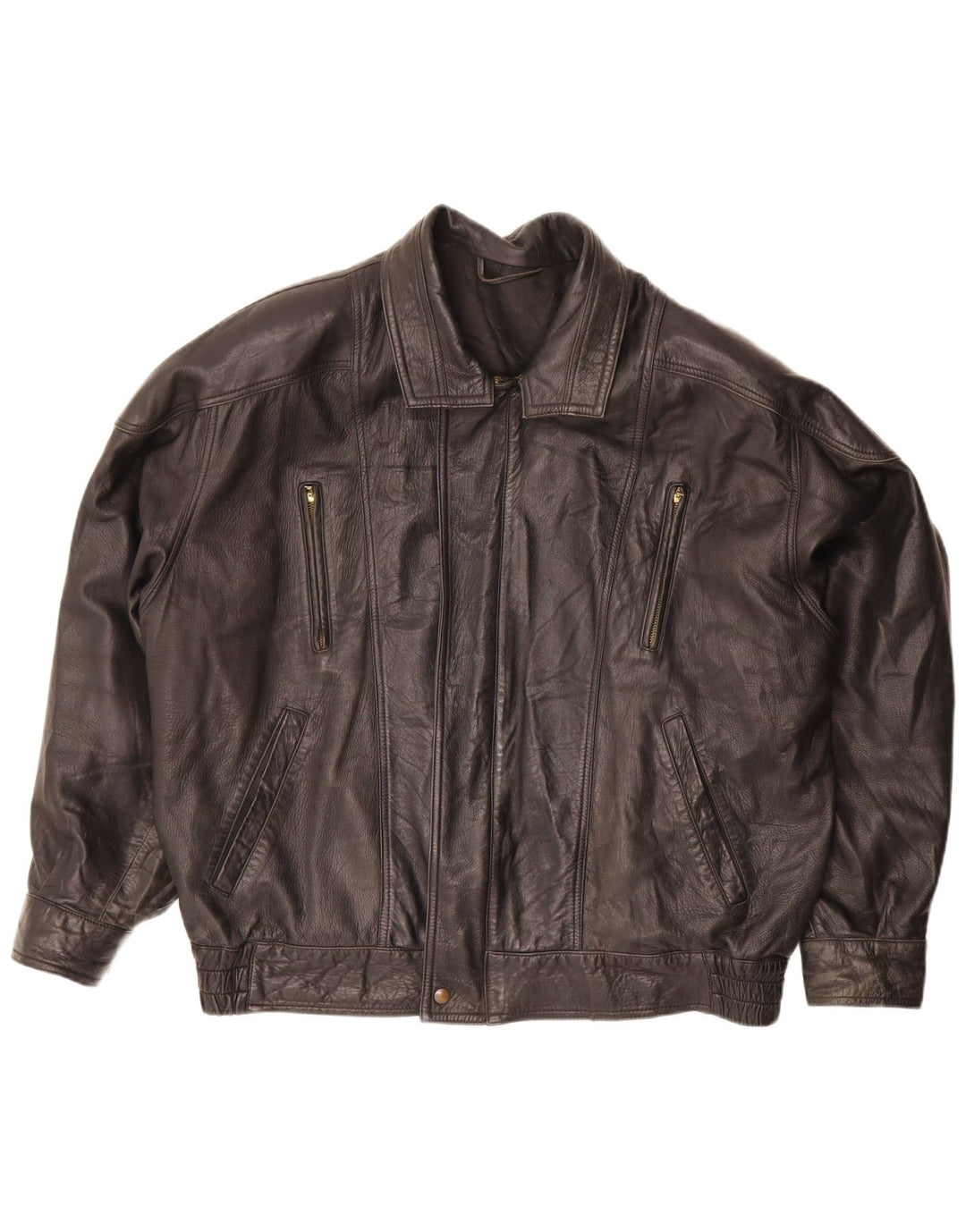 Jaqueta de couro masculina vintage UK 42 XL couro preto
