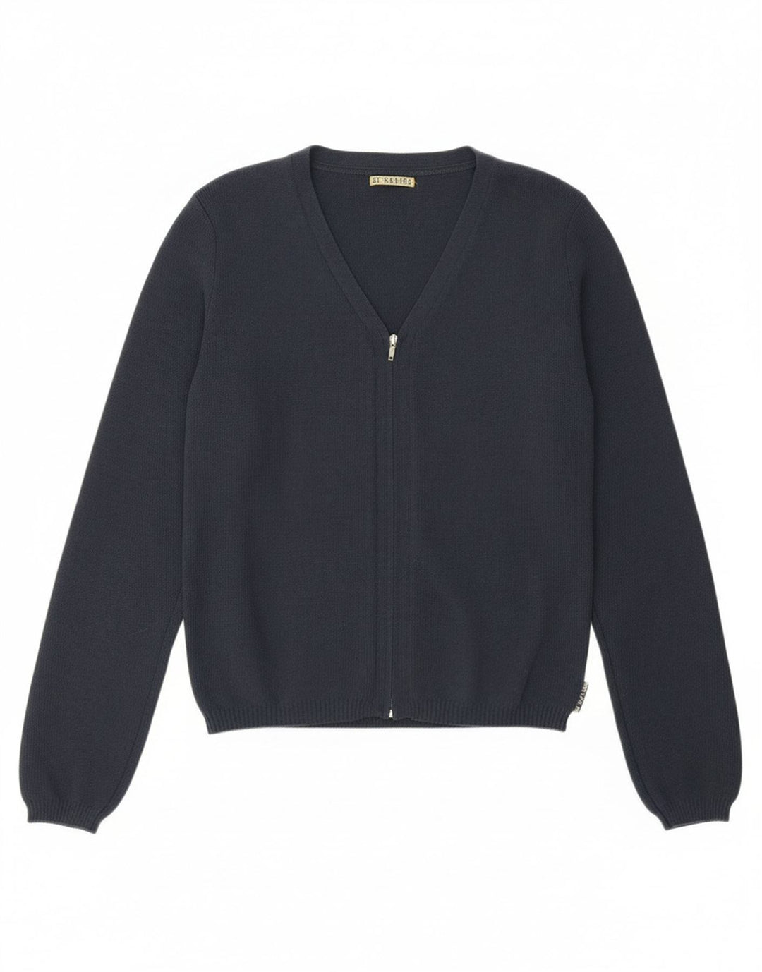 Suéter feminino Playlife com corte cardigan Reino Unido 12 médio azul marinho poliamida