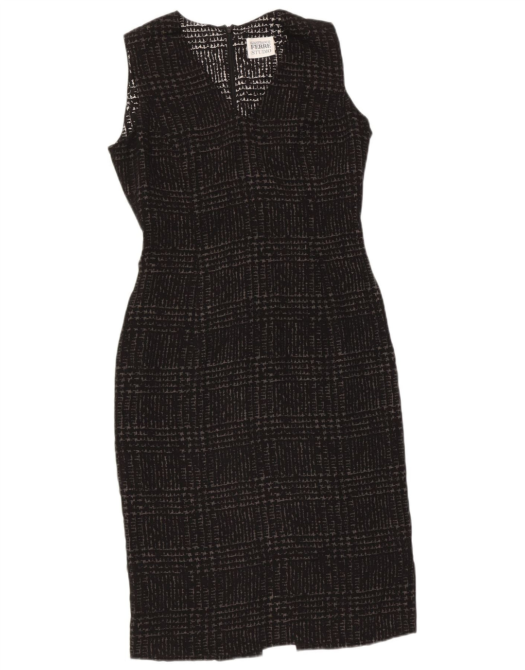 Vestido bainha feminino Gianfranco Ferre Reino Unido 10 pequeno preto houndstooth