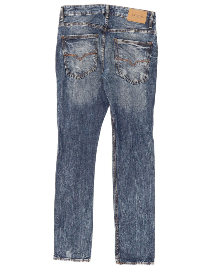 Guess Calça jeans masculina desgastada W31 L31 azul algodão