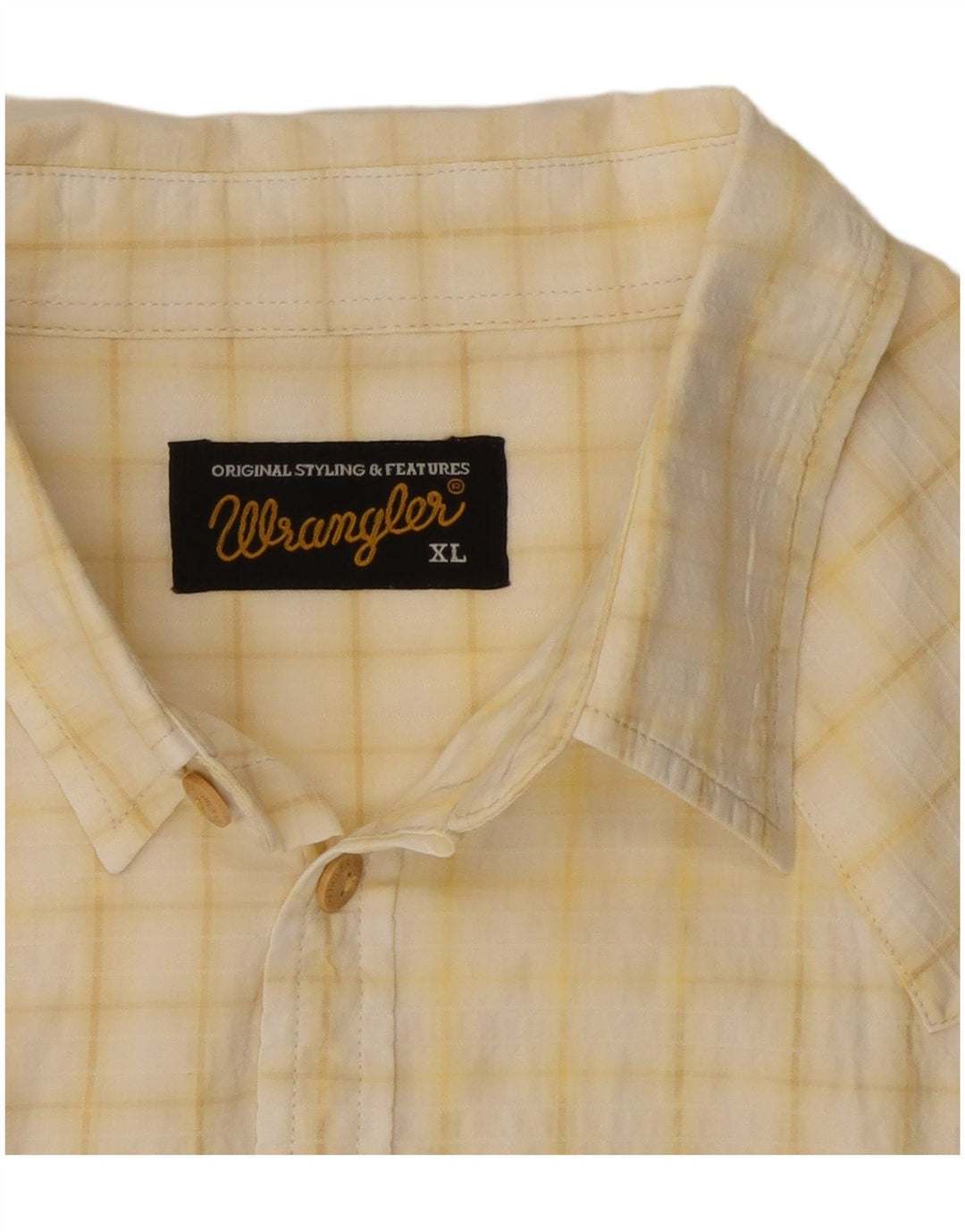 Wrangler Camisa masculina gráfica de manga curta XL algodão xadrez amarelo