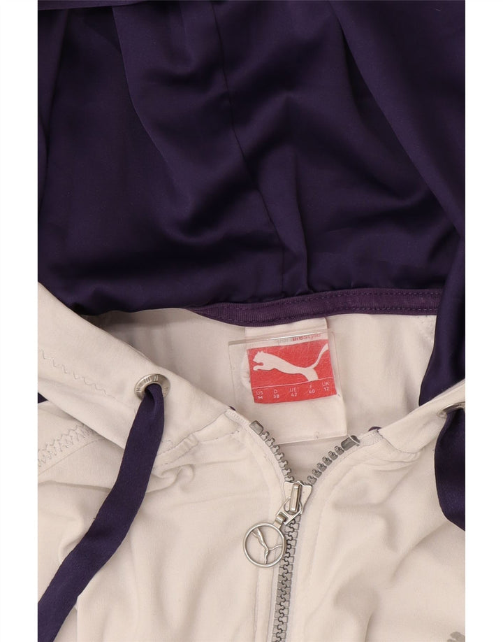 Suéter feminino Puma com capuz e zíper Reino Unido 12 bloco colorido branco médio