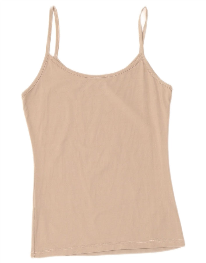 ZARA Womens Cami Top UK 8 Pequeno Bege