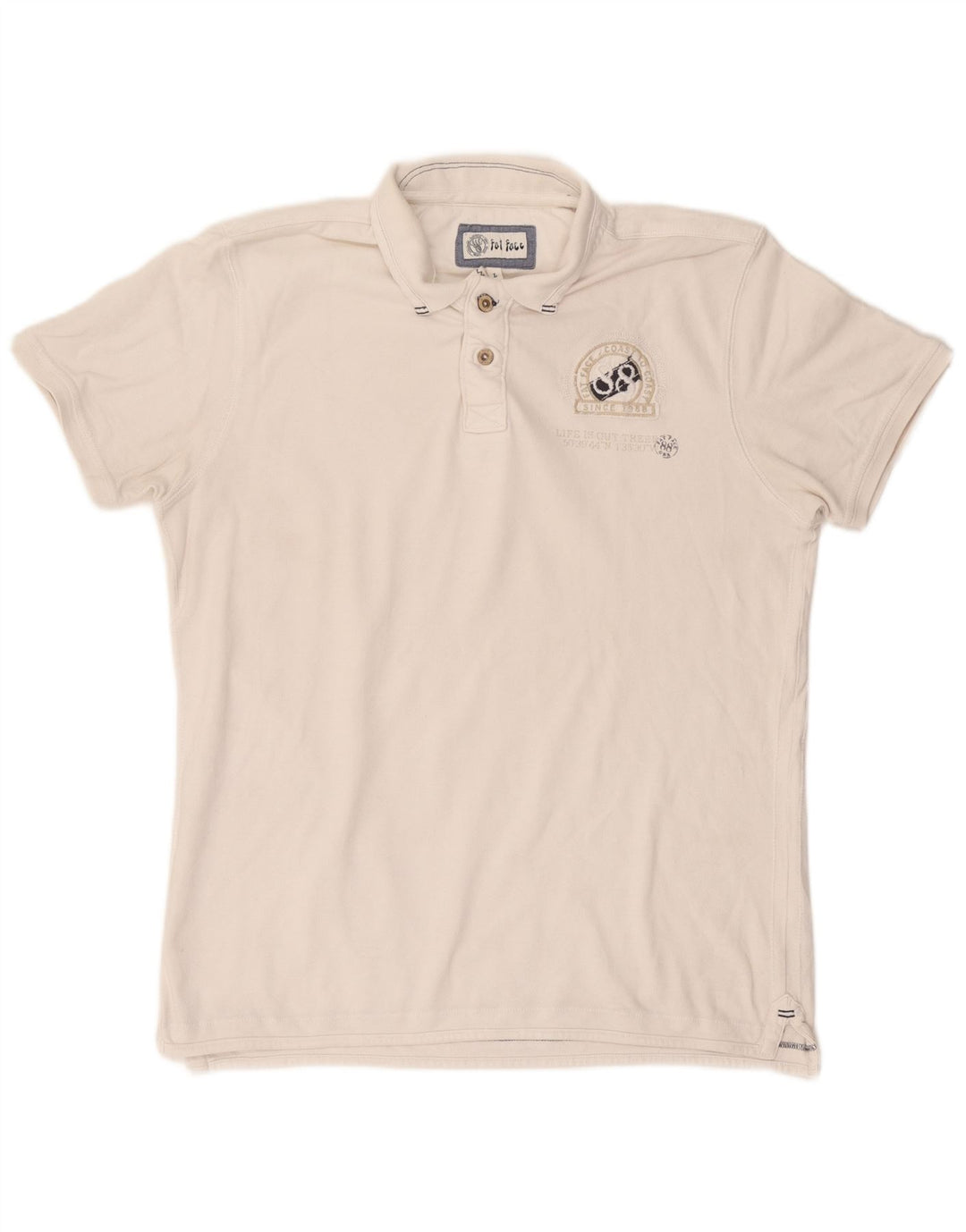 Camisa polo gráfica masculina Fat Face grande algodão branco