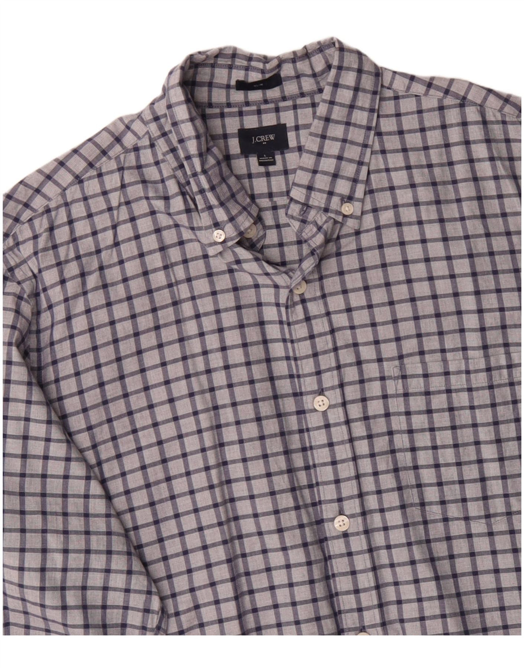J. CREW Camisa masculina slim grande algodão xadrez azul marinho