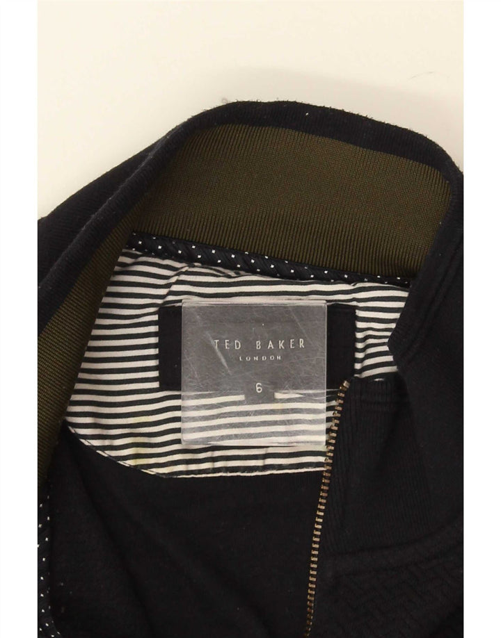 Suéter masculino Ted Baker com zíper e pescoço tamanho 6 2XL azul marinho