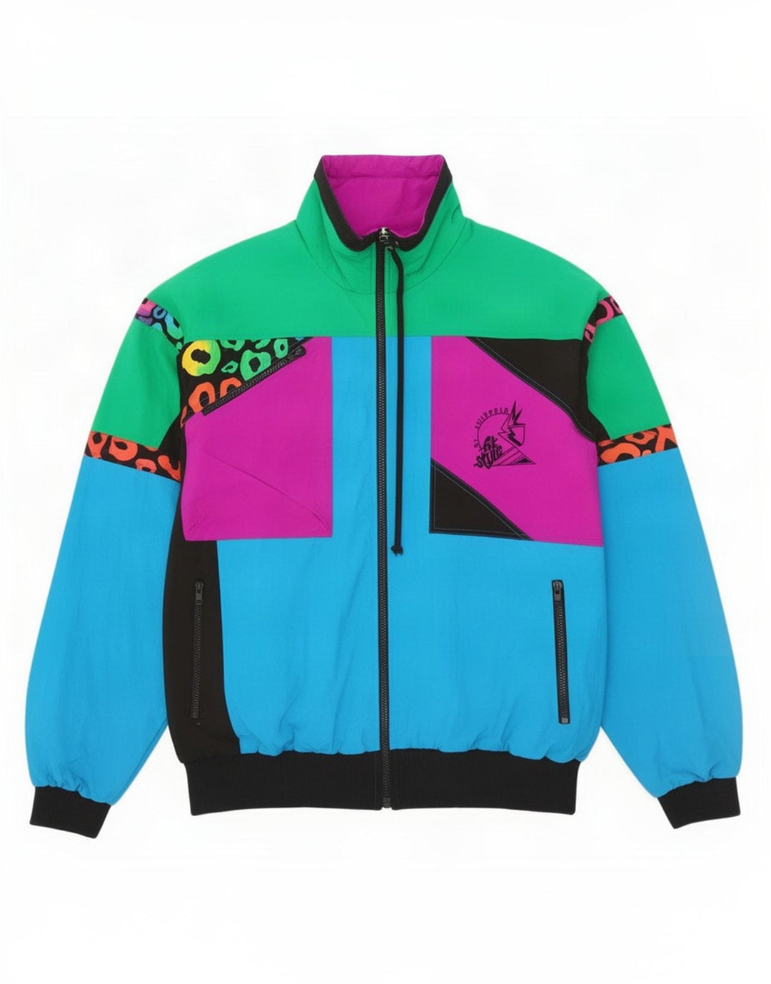 Jaqueta superior de agasalho masculino vintage IT 50 Medium Multicolor Colorblock