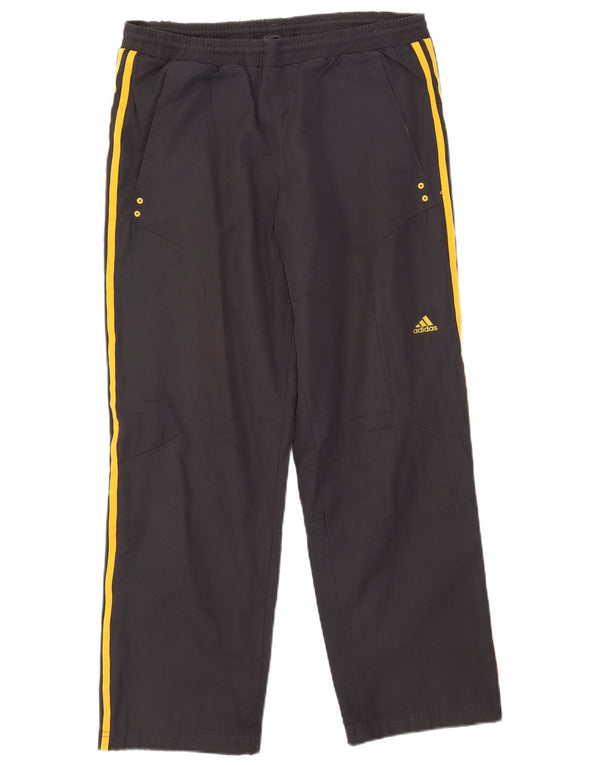 Calça de treino feminina Adidas UK 10 pequena algodão azul marinho