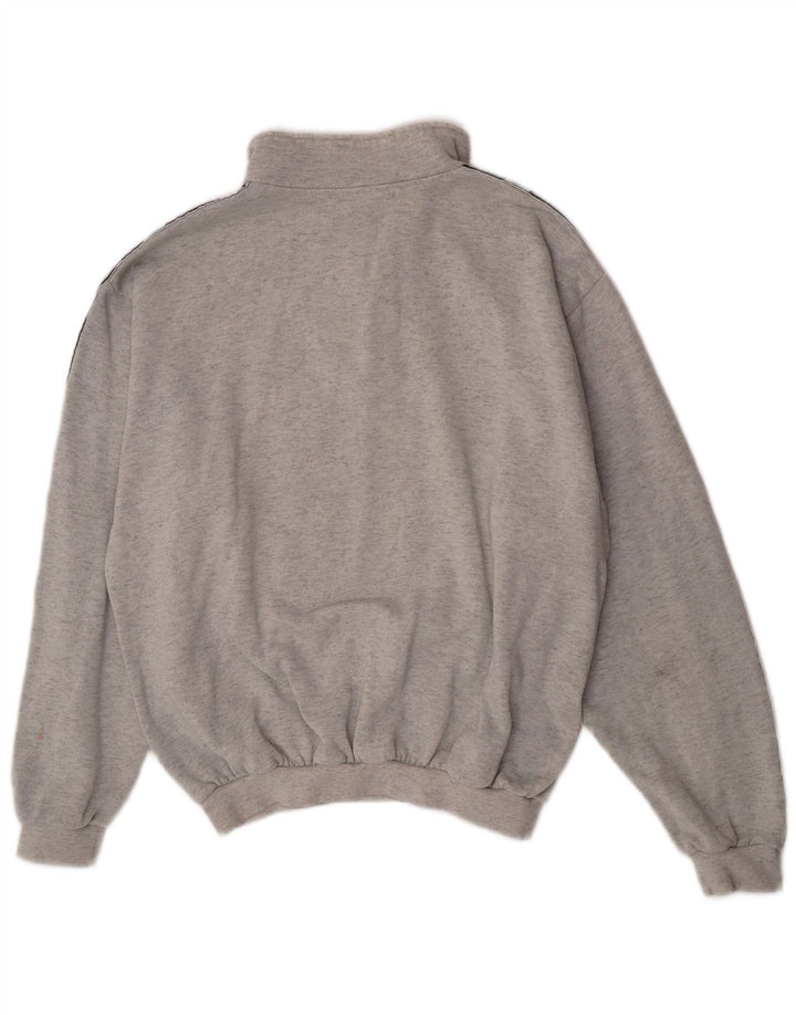 Asics Mens Graphic Zip Neck Moletom Jumper Grande Cinza
