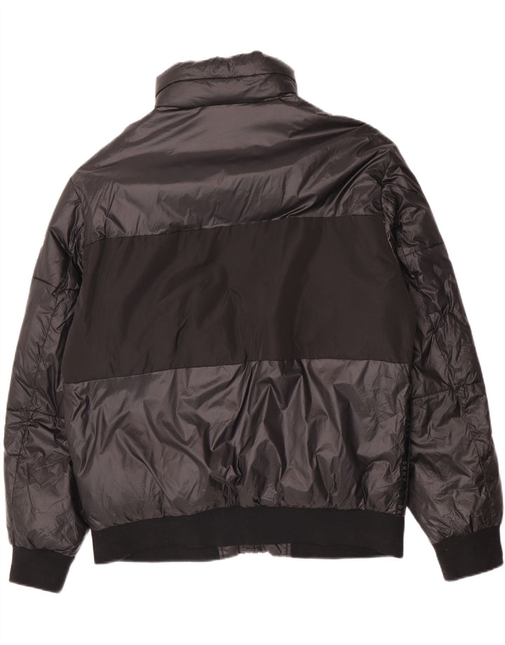 Jaqueta masculina acolchoada gráfica Dkny UK 38 médio preto colorblock nylon