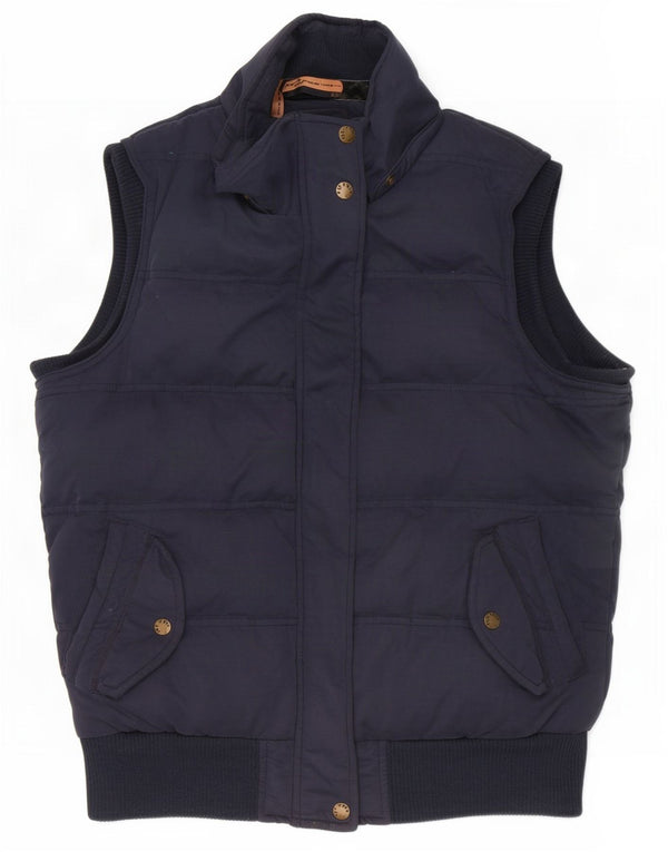 Colete acolchoado feminino Fat Face UK 12 poliéster azul marinho médio