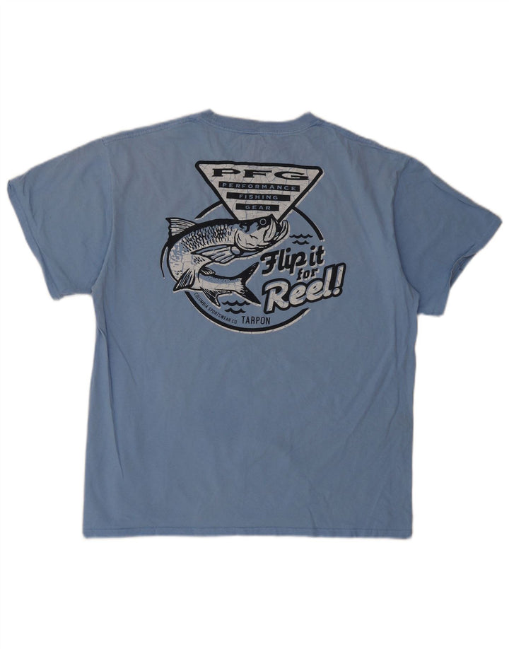 COLUMBIA Camiseta masculina gráfica top grande algodão azul