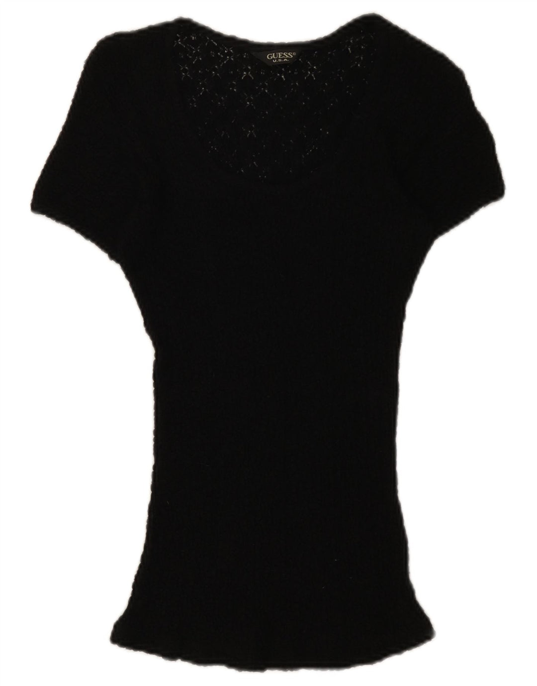 Blusa feminina de renda Guess UK 12 médio preto floral