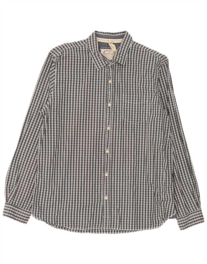 White Stuff Camisa Masculina Classic Fit XL Azul Marinho Xadrez Algodão
