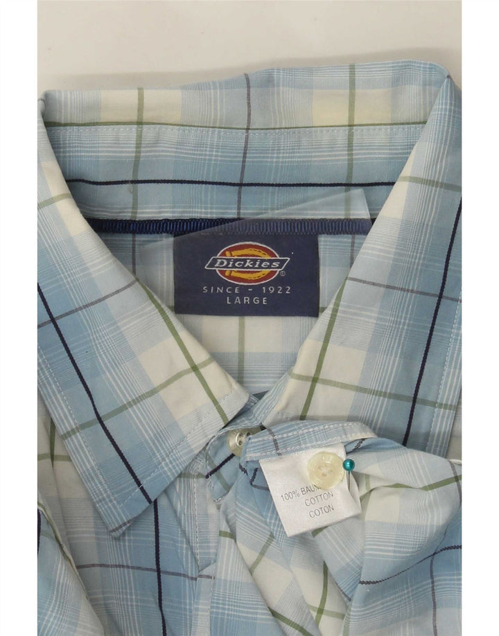 Camisa masculina de manga curta Dickies grande algodão xadrez azul