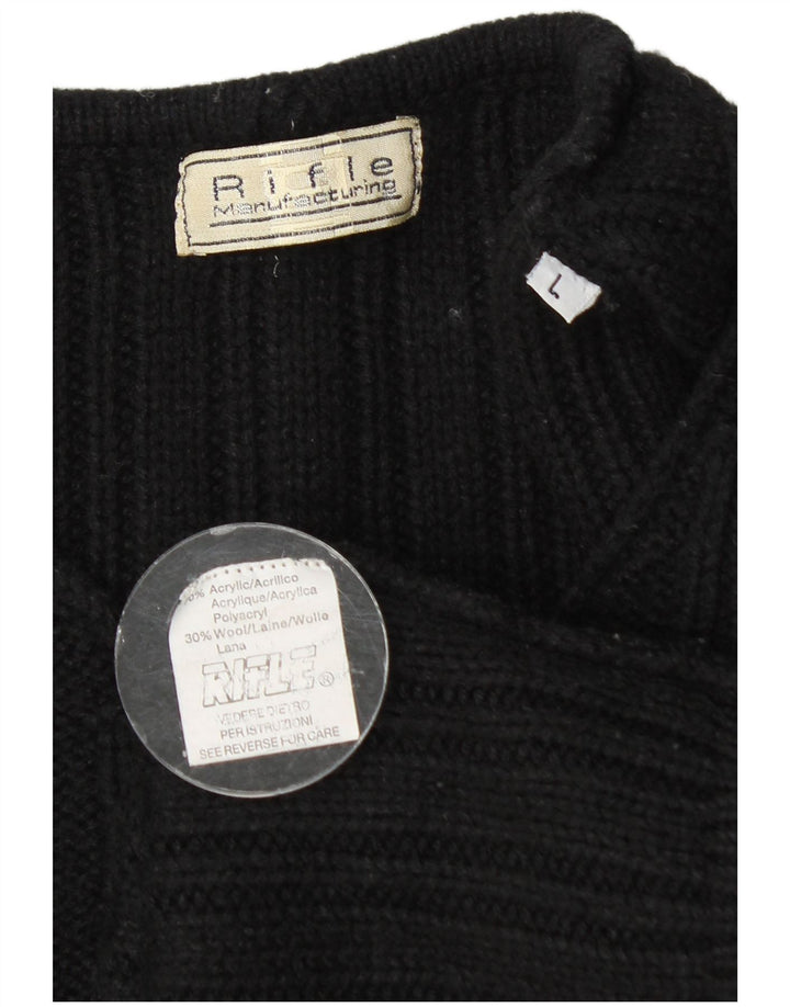 Suéter masculino Rifle com decote em V grande acrílico preto