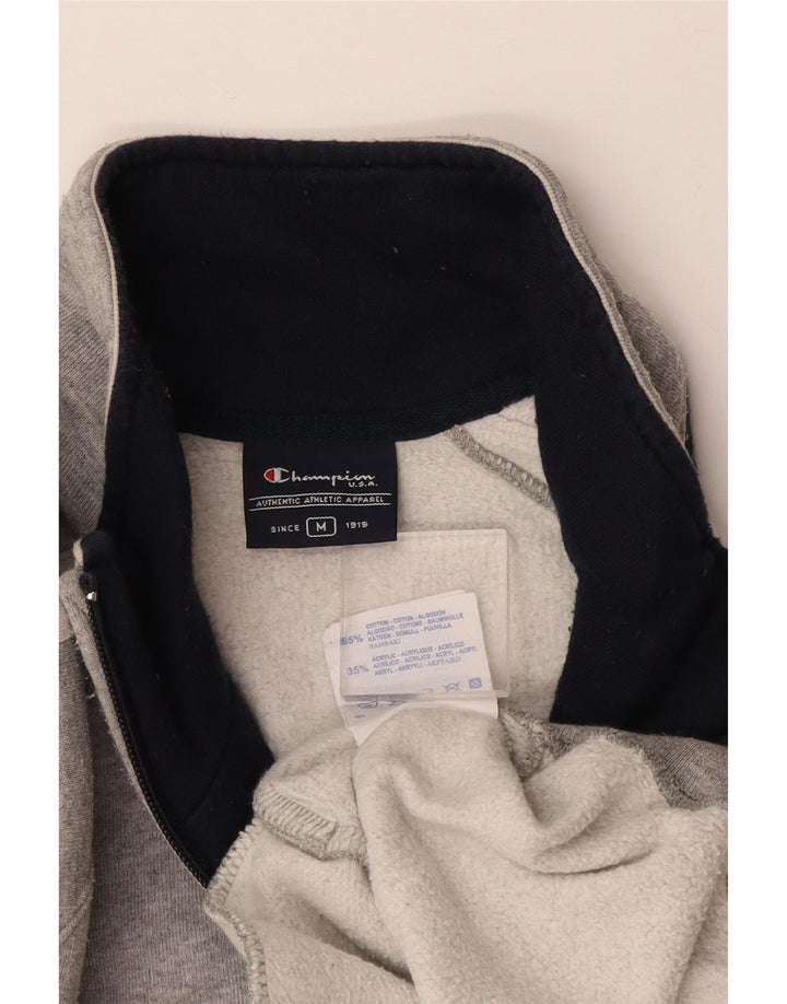 Jaqueta masculina de agasalho Champion cinza médio algodão colorblock