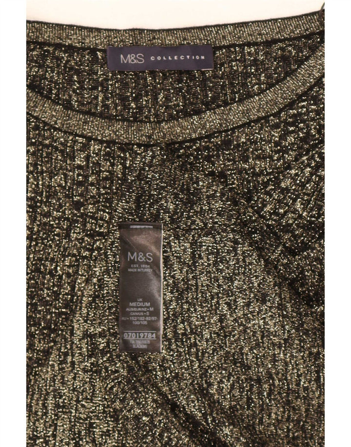 Suéter feminino Marks & Spencer com gola canoa e viscose preta média Reino Unido 12