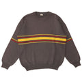 Suéter vintage masculino com gola redonda listrado cinza grande