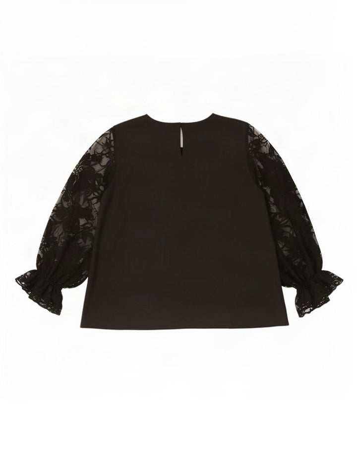 Blusa feminina de manga comprida Zara UK 14 poliéster preto médio