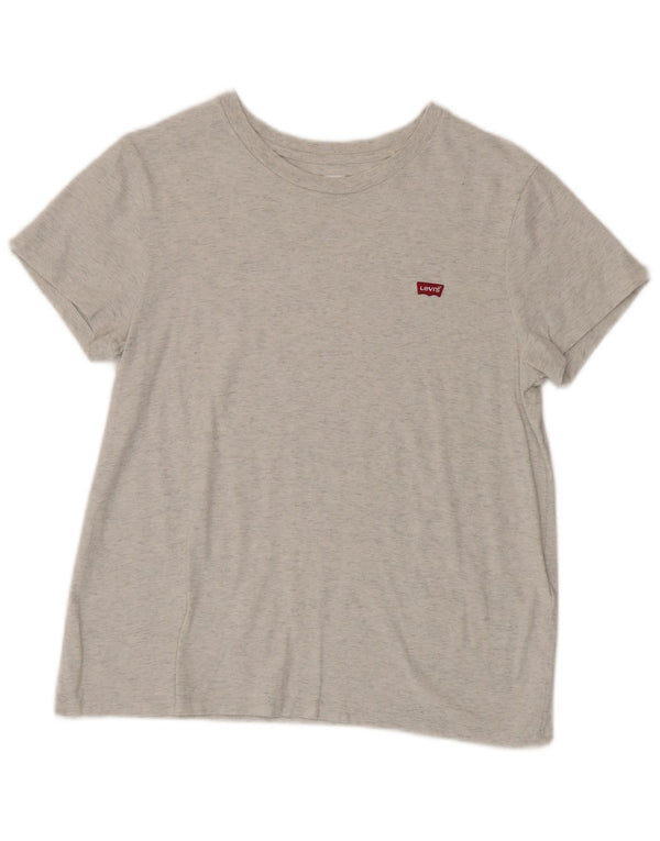 Camiseta feminina Levi's UK 12 algodão manchado cinza médio