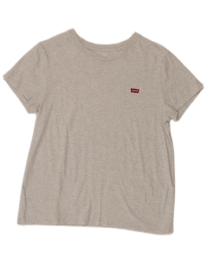 Camiseta feminina Levi's UK 12 algodão manchado cinza médio