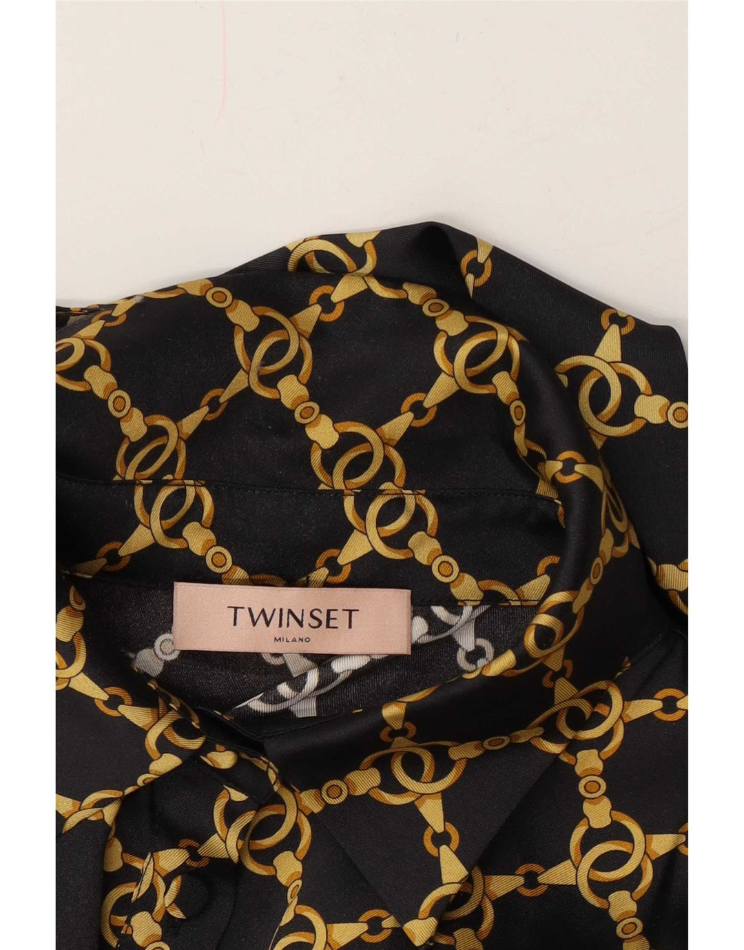 Vestido maxi feminino Twinset com estampa abstrata de manga comprida Reino Unido 14 médio preto