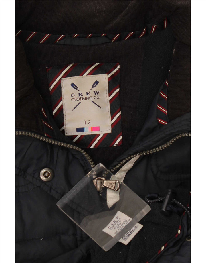 Colete acolchoado feminino Crew Clothing UK 12 poliéster azul marinho médio