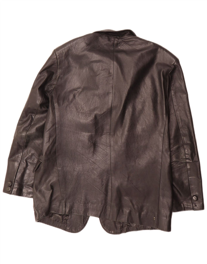Jaqueta blazer masculina vintage de couro com 3 botões IT 54 XL preta