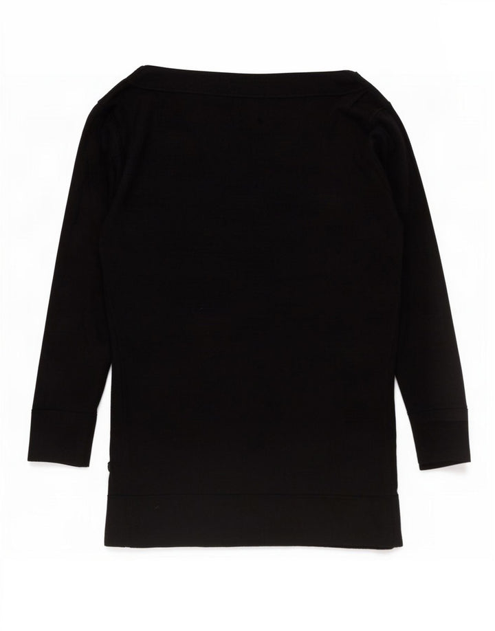 Top feminino Marks & Spencer manga 3/4 Reino Unido 12 viscose preta média