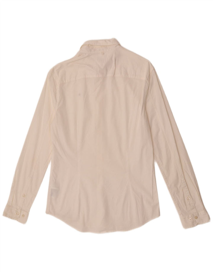 Tommy Hilfiger Mens Slim Fit Camisa Média Off White Algodão
