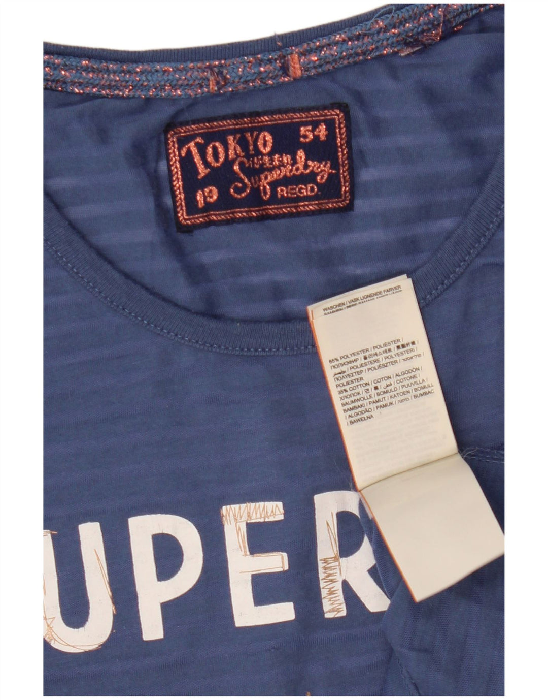 Camiseta feminina Superdry com estampa gráfica UK 10 pequeno azul poliéster