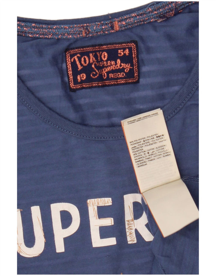 Camiseta feminina Superdry com estampa gráfica UK 10 pequeno azul poliéster