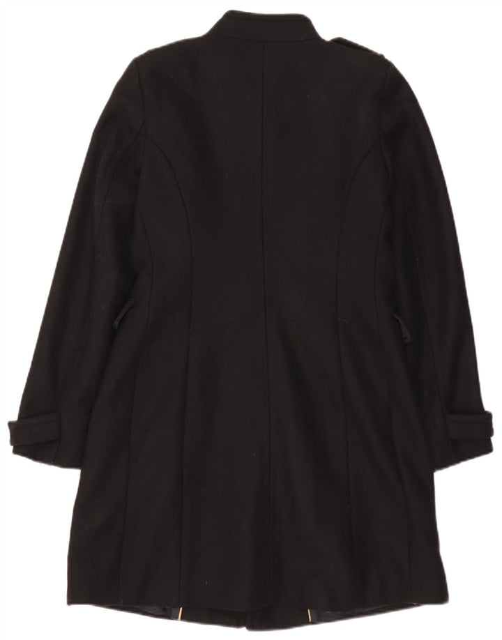 Zara Casaco feminino militar duplo breasted Reino Unido 12 lã preta média