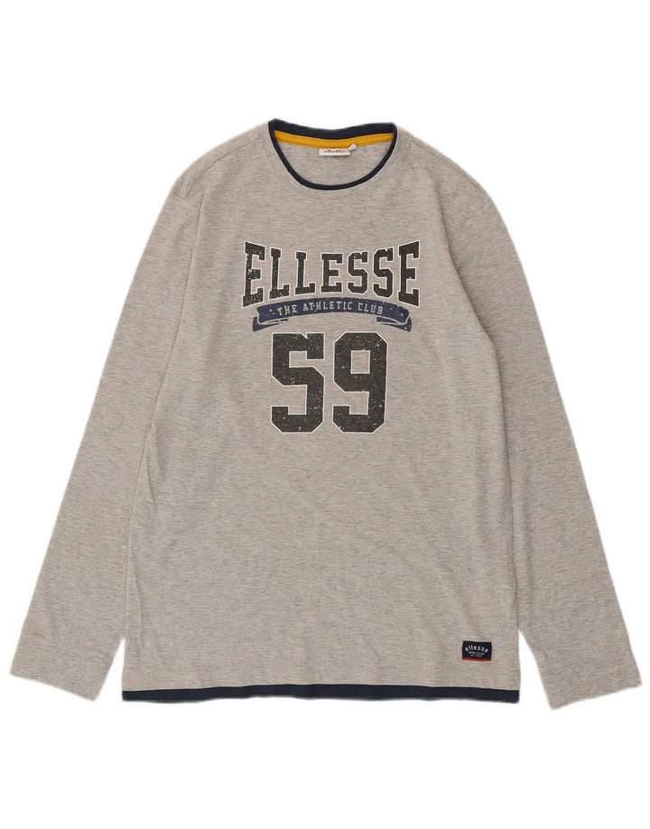Top gráfico masculino ELLESSE manga comprida XL algodão cinza